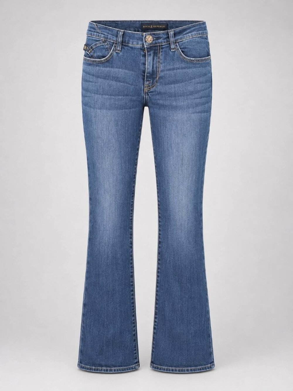 Rock & Republic Womens Size 12 Jeans Blue Denim Classic Fit Embellished Pockets